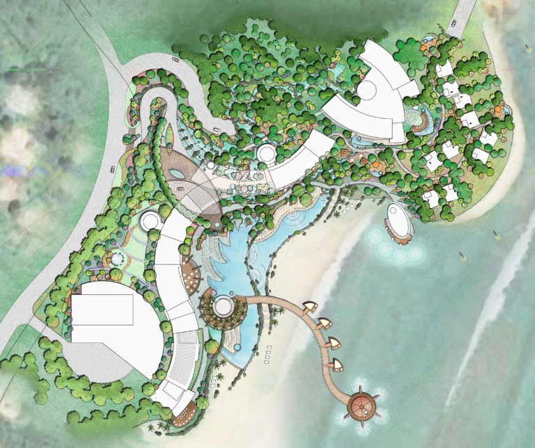 Landscape architecture graphics in hospitality and landscape design for a resort in China